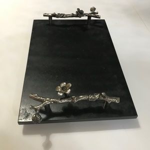 Stone cheese tray with cutting knife